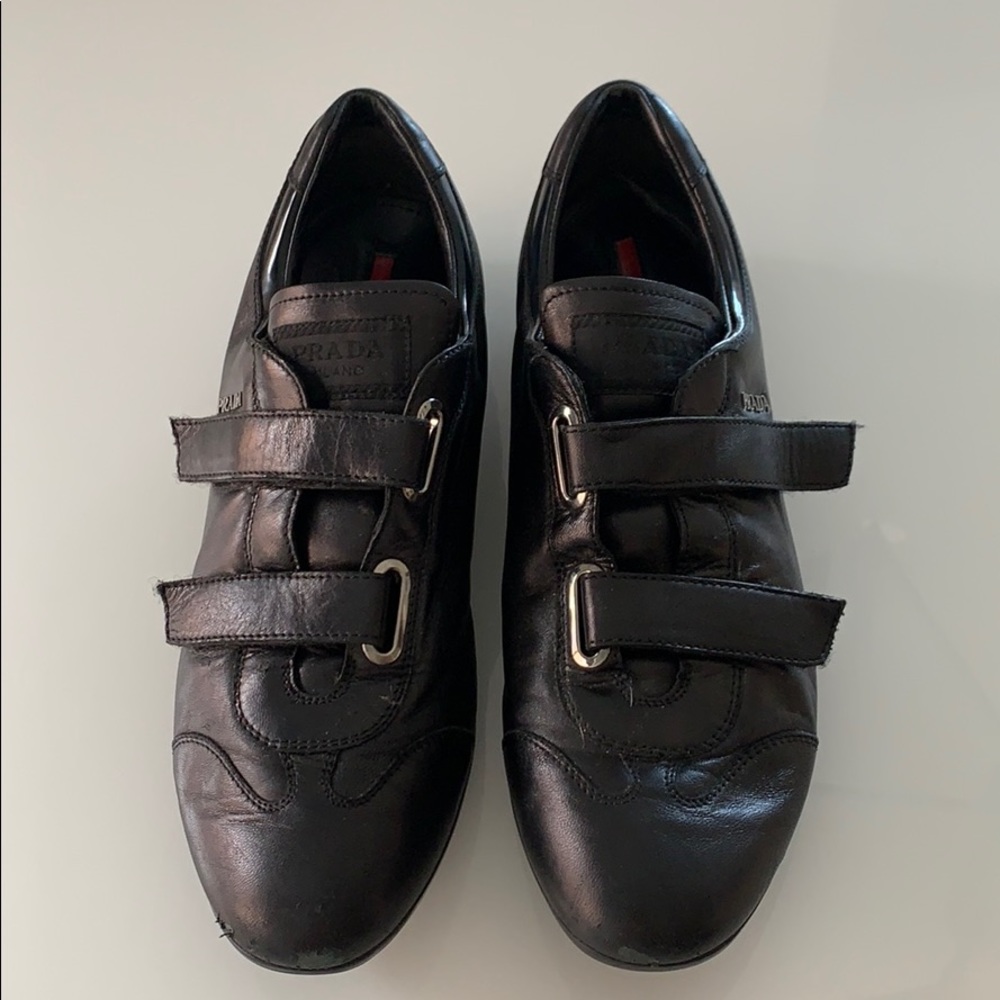 Prada Vintage Black leather Velcro sneaker
